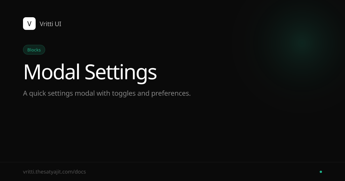 Modal Settings - Vritti UI